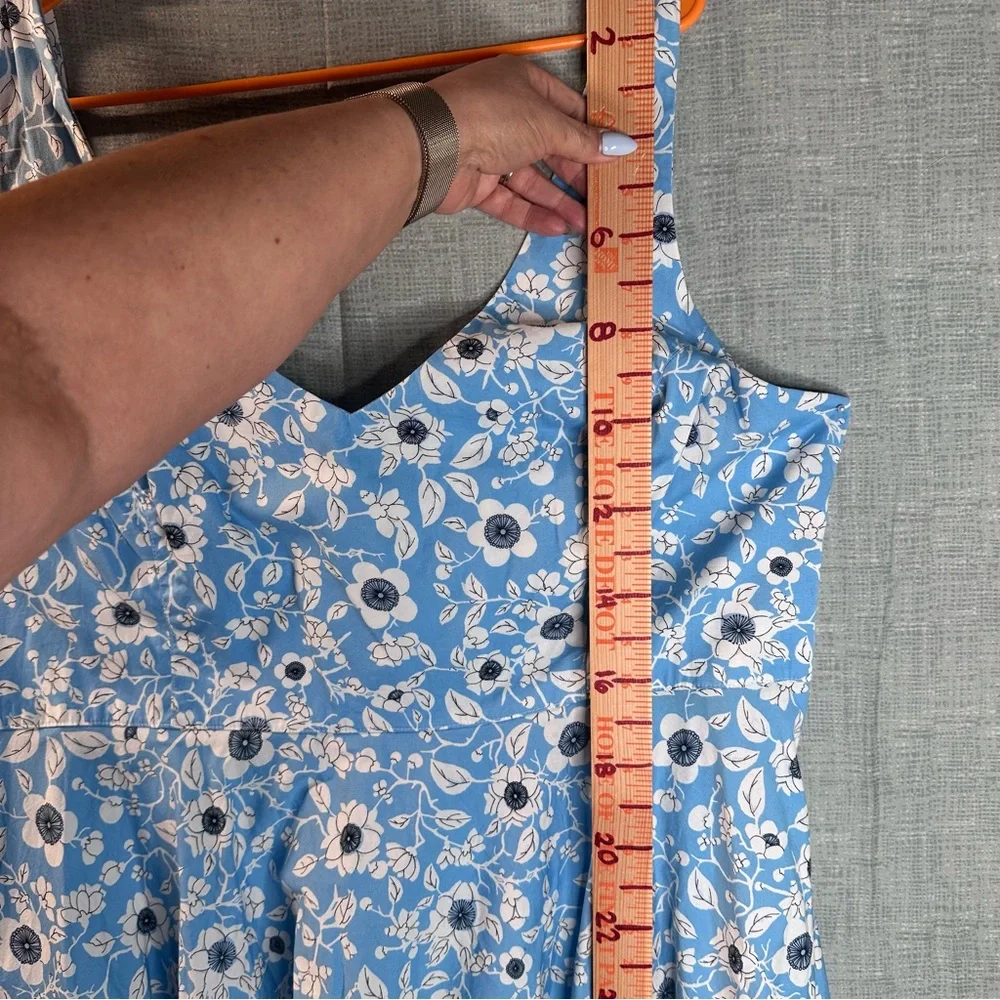 Hell Bunny Blue Floral 50s Retro Swing Dress 4XL Pockets Rockabilly Pinup Swing - Picture 13 of 14